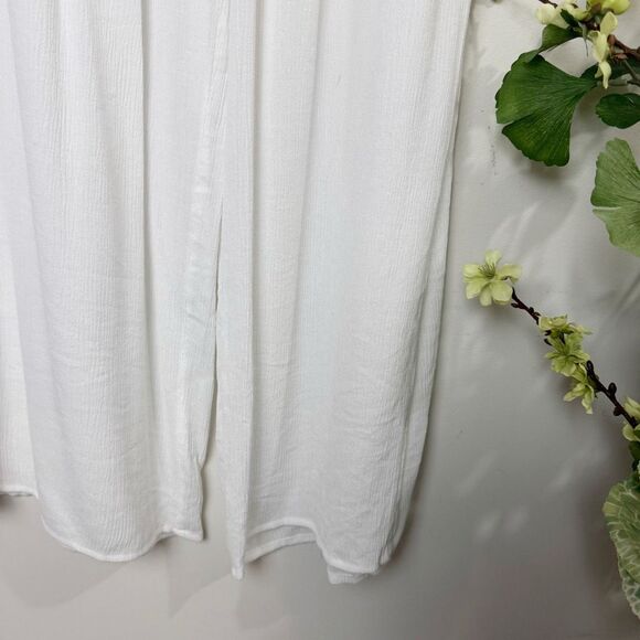 Shade & Shore White Smocked Waist Side Slit Cover-Up Pants | Large | Swim - Picture 6 of 10